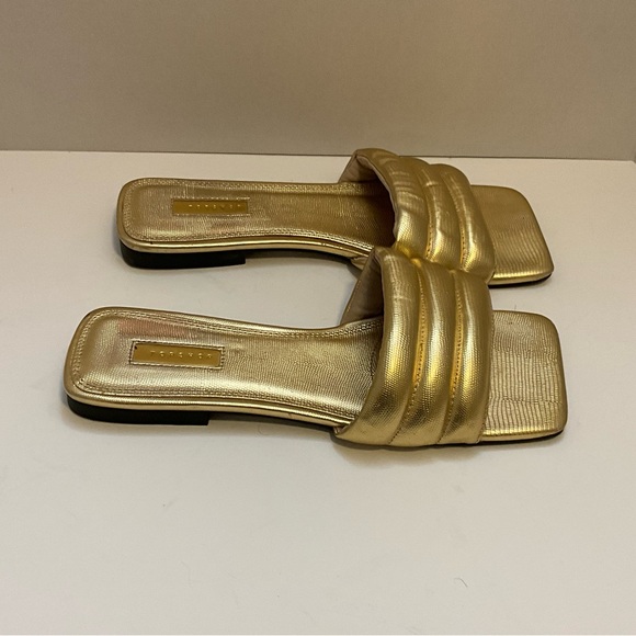 Top shop Pampas Padded Flat Sandals in Gold 40 - Picture 7 of 10